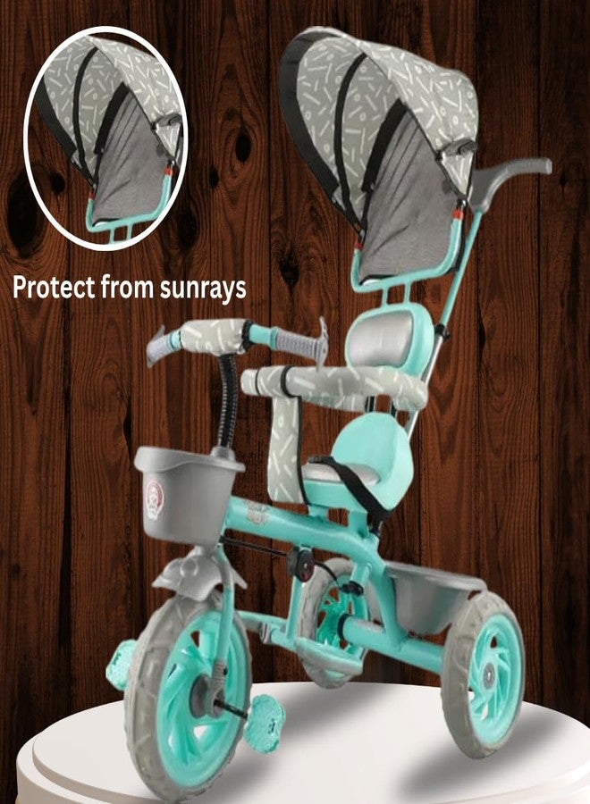 Maanit Kids Tricycle with Canopy, Dual Storage Basket & Parental Handle Control - Toddler Tricycle with Comfort Seat, Ages 1.5-5 Years - Baby Cycle with Easy Steering (Green) - Image 3